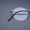 ヴィンテージピュアリムレスメガネフレームメンズラウンド処方myopiaフレームレス眼鏡ラグジュアリーブランドアイウェア240313