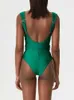 Swimwaies féminines Green Retro Womens Swimsuit All-in-O-One Swimsuit 2023 Nouveau backs de maillot de bain sans bandoulière Single Summer J240319 J240319