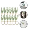 Table Cloth 12 Pcs Boho Artificial Eucalyptus Leaf Wooden Beads Dining Room Decor Rope Napkin Ring El