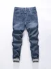 Men's Jeans Slim-Fit Non-Stretch Cotton Causal Fashion Slashed And Ripped Denim Pants With Stylish Print