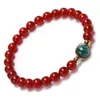 Red Agate Round Natural Stone Beaded Bracelet Gold Ring Healing Gemstone Couple Friendship Bracelets for Women Fashion Jewelry