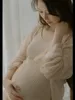 Moderskapsklänningsrockuppsättning för gravida kvinnor spaghetti stretchy pografiska klänningar graviditet po shoot 240309