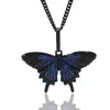 Pendant Necklaces Hip Hop 3A Cubic Zirconia Paved Bling Out CZ Butterfly Pendants For Men Women Rapper Jewelry Pink Gold Color