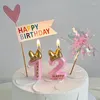 Party Supplies 1Pc Cake Topper Candles Little Bow Glitter Pink Number Happy Birthday Memorial Day Decor For Girl