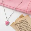 Pendant Necklaces Pink Leopard Print Heart Necklace Temperament Heart-shaped Stone Choker For Women Jewelry Accessories