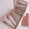 Portable 5 makeup brushes with mirror Soft luxury eyeliner net red hourglass diagonal blush brush Fashion high-end foundation brush makeup tool set wholesale