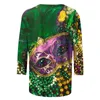 Koszulki damskie Mardi gras cekin koraliki karnawałowa koszula 3D wydruk Wykwintny wzór 3/4 rękawy okrągłe szyję pullover wierzchołka kolorowa ulica