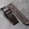 Titta på band Handgjorda huvudlager Kohudband 20 22 24mm Brown Vintage Soft italiensk äkta läderarmbandstil