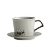 Kupalar Panda desenli çay bardağı ile yaratıcı seramik kahve kupası güzel ölçekli anti-ölçeklendirme seti ev aksesuarları
