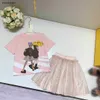 New Princess dress baby clothes designer kids tracksuits Size 100-130 CM girls t shirt and Shiny lace short skirt 24Mar