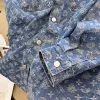 Blue Denim Shirt Jacket Women's Loose 2024 Spring and Autumn New Design Sense Korean Version of The Age-reducing Joker Jacquard Top
