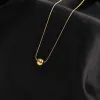 Klassische einfache Kugel Anhänger Titan 14k Gelbgold Halskette für Frau koreanischen Modeschmuck Mädchen Accessoires Schlüsselbeinkette