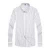 Men's Dress Shirts Casual Summer Striped Business Short-Sleeved Textured Formal Fashion Trend Korean Seven-Point Sleeved Slim-Fit Shirt