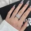 Bagues de luxe en tricot Bague de créateur en argent sterling 925 pour femme fête 5A zircone amour bijoux en diamant fête des femmes datant de la Saint-Valentin ami boîte cadeau taille 5-9