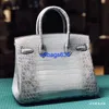 Tygväskor Himalaya Crocodile Handbag äkta Dragon talisman Himalayan grå vit krokodil hud kvinnors väska äkta platina väska importerad f har logotyp hbyi1j