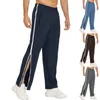 Erkek pantolon eşofmanları tam zip eşofmanları ile jogging yırtılma sıradan gevşek spor giyim cepleri
