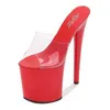 Robe chaussures à l'extérieur pantoufles femmes PVC été transparent pantoufle talons hauts 17-20 cm plate-forme sexy discothèque fête chaussurejnp5 h240321