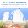 Skålar 6-delade barnförkläde och kockhattuppsättning justerbart kök för matlagningsmålning