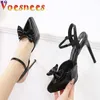 Kleid Schuhe Bogen Fee Sandalen Frühling und Sommer Neue Spitze Ende High Heels Bankett Damen Pumps Flacher Mund Party Dünne H24032501