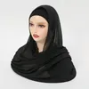 Foulards en mousseline de soie hijab avec casquette jersey uni pour femme voile musulman écharpe islamique femmes foulard enveloppes
