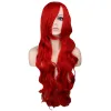 Парики QQXCAIW Длинные волнистые парики для косплея для женщин Костюм для вечеринки Черный, белый, красный, розовый, синий, блондин, оранжевый, парики из синтетических волос с челкой