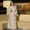2022 Four Seasons New Muslim Womens Dress Hot Gold Robe femminile in due pezzi con cintura