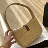 Nova bolsa luxuosa de palha tecida nas axilas Bolsa feminina crossbody Bolsa feminina de ombro A nova bolsa nas axilas apresenta uma aparência simples e um lindo logotipo da marca com um prêmio