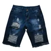 Summer Denim Shorts For Men Loose Fit Hip Hop Distressed Ripped Wide Leg Mens Cropped Pants Short Jeans Oversize 240308