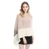 Scarves Women Spring Autumn Shawl Lady Knitted Two Way Wrap Contrast Color Tassel Pullover Loose Sweater Fall Winter Woolen Yarn Poncho