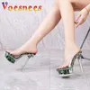 Sapatos de vestido Mulheres Sandálias Plataforma Transparente Leopardo Imprimir Salto Alto Modelo Fashion Show 2023 Verão PVC Sexy Chinelos Novo Plus Size H240321ZIIQDENX