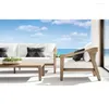 Ensemble de canapé de jardin de patio en bois de teck de luxe de cour extérieure de meubles de camp