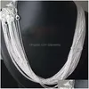 Kedjor 100st 925 Sterling Sier 1mm Rolo Chain Necklace For Women Men smycken 40cm 45cm 50 cm 55 cm 60cm lång fit hänge 5 storlekar dropp DHFE1