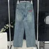 Geborduurde denim lange broek voor vrouwen designer letter jeans mode hoge taille broek Jean streetwear