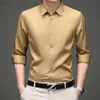 Business Leisure Party Social Shirt Mens Long Slim Fit Wrinkle Resistant Iron Free Street Color Fashionable and Trendy Mens Clothing 240320