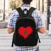 Sac à dos 3d imprimé drapeau marocain coeur de MOOROH MOROCAN PATORIQUE COLLOGE SCALS DE VOYAGE FEMMES MEN MEN BOOKBAG FITS 15 pouces ordinateur portable