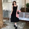 Lässige Kleider Koreanische Herbst Rosa Mantel Tank Tops Kleid Zweiteiliges Set Mode A-Linie Einreiher Schwarz Solide Y2k Maxi