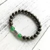 Strand moda pulseiras pirite pulseira verde aventurina elefante contas redondas pulso yoga mala presente para homem