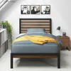 Outros suprimentos de cama Kai Bamboo e Metal Platform Bed Frame Queen Home com placa superior/sem caixa de mola necessária/fácil de montar armário de armazenamento duplo embaixo da cama Y240320