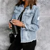 2024 Groothandel Nieuw Design Mode Casual Ripped Distressed Vintage Gewassen Dames Jean Denim Jassen