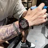 Armbandsur onola klocka för män dubbel tourbillon transparent fodral vattentät automatisk mekanisk silikonband montre homme