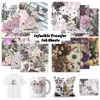 Adesivos de janela XFX Folha de tinta de transferência infusível floral 12x12 "Flor sublimação impressa para prensa térmica camiseta canecas DIY