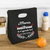 French Print Ice Cream Cooler Bags Lunch Bag Portable Insulated Canvas Bento Tote Thermal School Food Storage Pouch Teacher Gift 240315