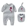 Luksusowy projektant Baby Cotton Scossuit Zestaw Romper Kid Joks Sukus Nowe dziecko Flower Ubrania chłopców Zestaw Bodysuit Odzież dla dzieci