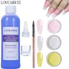 Dekorationen 4 Teile/satz Acryl Pulver Monomer Flüssigkeit Kit Klar Nude Tauch Pulver Gebäude Nail art Pinsel Werkzeug für Acryl Verlängerung design