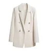 Automne nouveau costume manteau femmes boucle en métal Style britannique décontracté et polyvalent blanc laiteux vieillissement petite mode {catégorie}