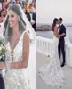 Robes de mariée de plage sirène dos nu 2020 Vneck 3D dentelle applique perlée balayage trompette Steven Khalil jardin robes de mariée de mariée1769198