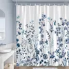 Rideaux de douche Feuilles vertes Rideau Aquarelle Plante Fleur Feuille Moderne Simple Bain Polyester Tissu Salle de bain Décor avec crochets