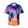 Casual overhemden voor heren Miami Sunset Zomeroverhemd Man Strand Palmbomen Print Korte mouwen Street Style Op maat gemaakte elegante oversized blouses