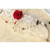 Charm Bracelets Womens Sexy Handmade Red Flower Rose White Lace Faux Pearl Drop Arm Band Armband Armlet Bracelet Bridal Dance Wedding