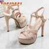 Klänningskor 2022 Ny mode romersk stylbanor Sandaler Super High Heel Waterproof Platform Wedding Summer Weave Design Kvinnor Pumpar H240325